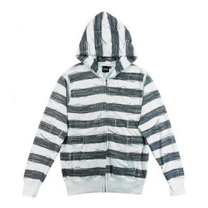 White Stripe White Hooded Overcoat