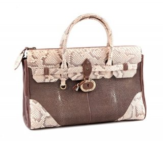 python snake leather handbag 