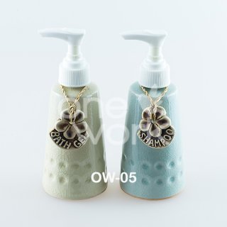 Polka Dot Cone Ceramic Shampoo Bottle