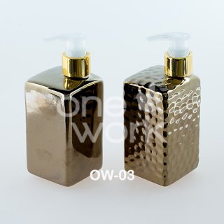 Golden Rectangular Ceramic Shampoo Bottle