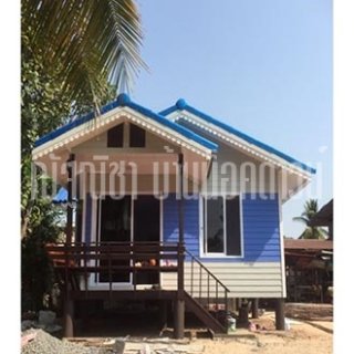 บ้านน็อคดาวน์ หลังคาทรงจั่วมุกซ้อน ขนาดพื้นที่ 39.