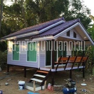 บ้านน็อคดาวน์ หลังคาทรงจั่วมุกซ้อน ขนาด 3.5x5.5 เม