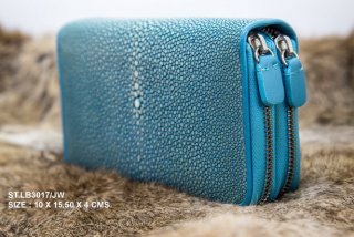 กระเป๋าเงินหนังใบเล็กสีฟ้า