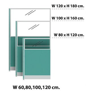 พาร์ติชั่น ครึ่งทึบครึ่งกระจกใส 100x120 เขียวอ่อน