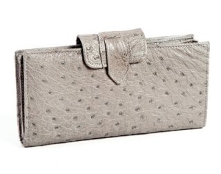 Gray leather purse with stingray