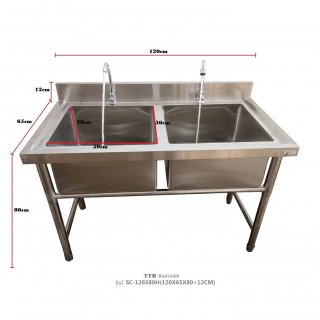 ซิงค์ล้างจานสเเตนเลสแบบ2หลุมพิเศษ รุ่น :SC-126580H