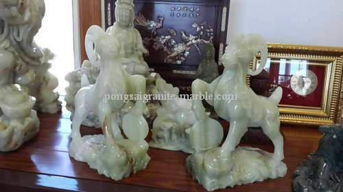 เทพเจ้าและสัตว์มงคลหินอ่อนแกะสลัก